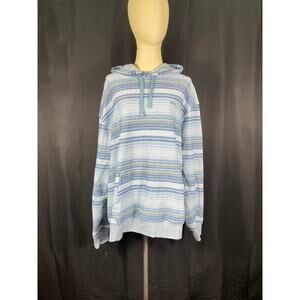 Quicksilver Great Otway Cotton Blend Hoodie, Blue Striped, XL